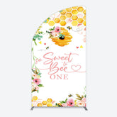 Lofaris Floral Sweet To Bee One Happy Birthday Half Moon Arch Backdrop